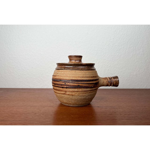 Mid-Century Modern Danish Studio Pottery Bowl with Handle and Lid by Tue Poulsen for Tue Keramik, 1960s For Sale - Image 12 of 18