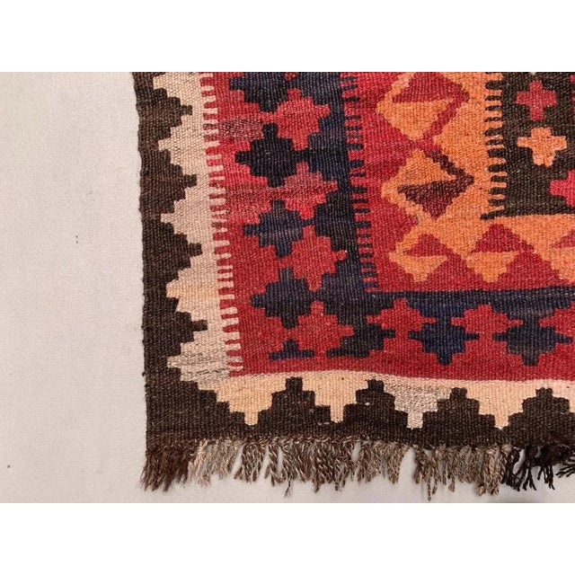 Textile Large Vintage Afghan Red and Brown Tribal Kilim Wool Rug For Sale - Image 7 of 9