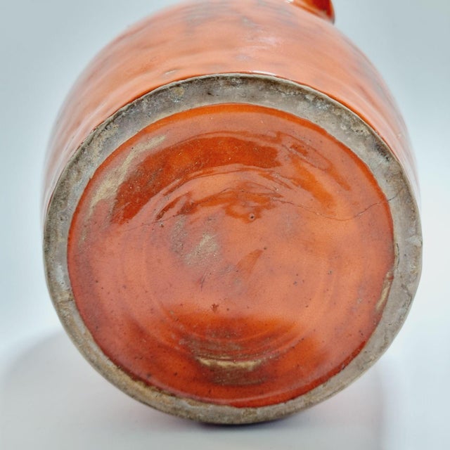 Vintage Orange Glazed Ceramic Face Jug, 1960s For Sale - Image 11 of 15