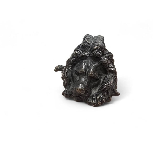 Reclining Bronze Lion Sculpture, 1880s For Sale - Image 6 of 9