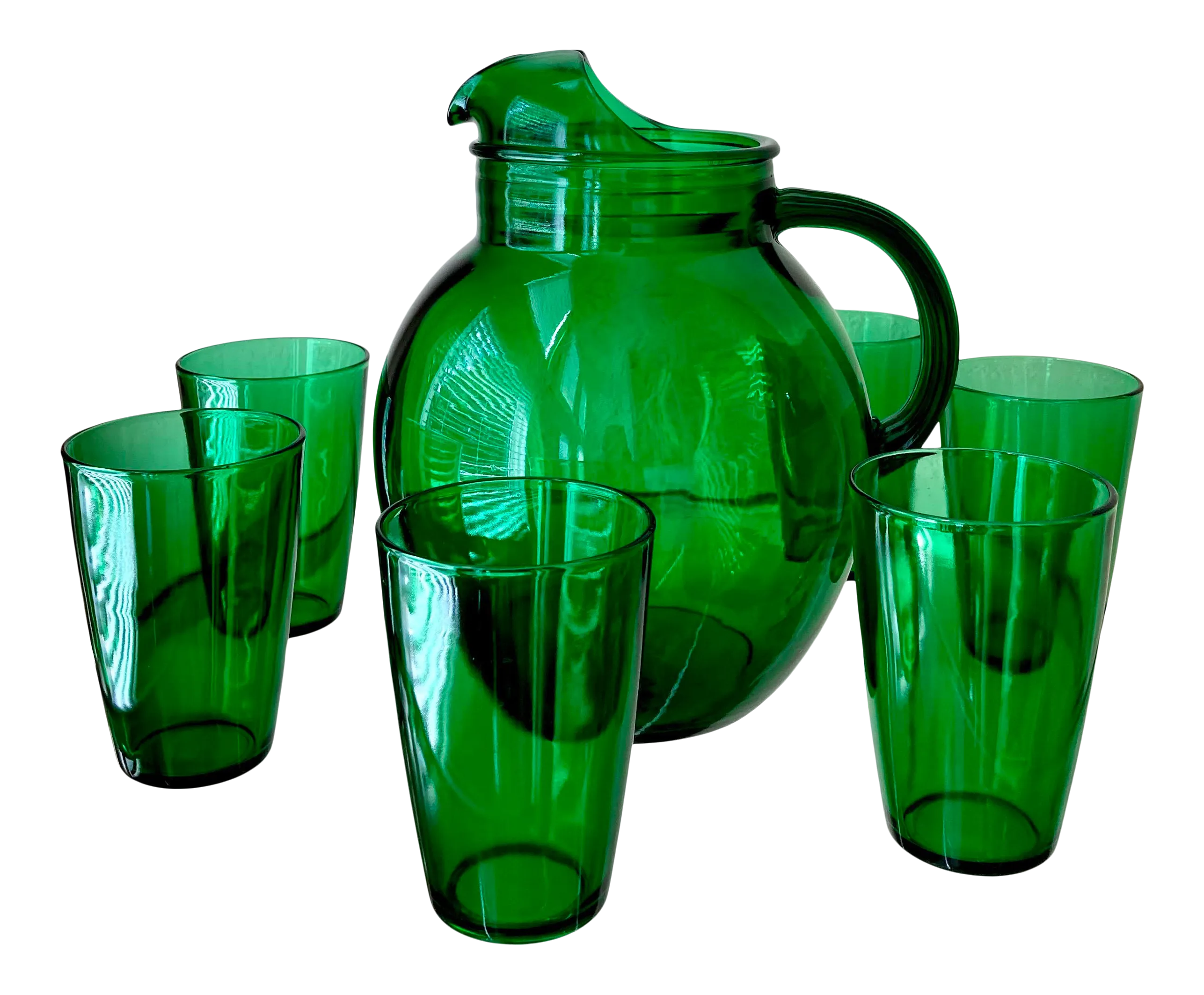Mid 20th-Century Anchor Hocking Roly-Poly Forest Green Beverage