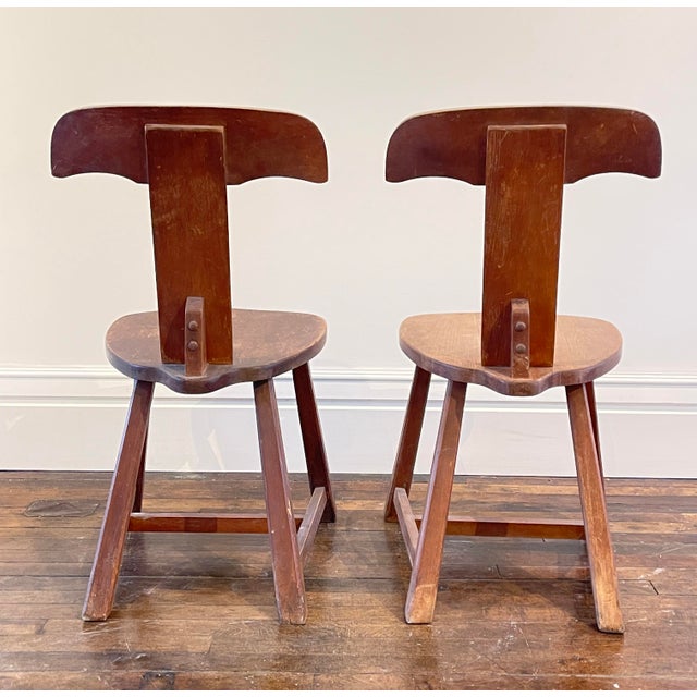 Vintage T-chair Brutalist Chairs from Hale Furniture, Arlington, Vermont. Two available.