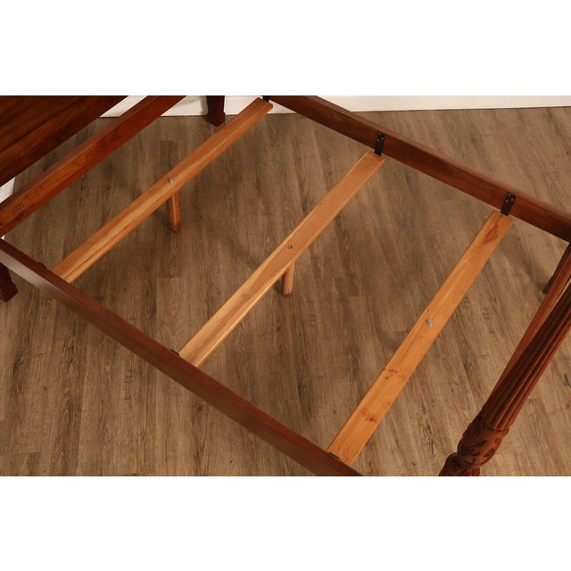 Traditional Stickley Queen Size Cherry Rice Carved Poster Bed For Sale - Image 3 of 18