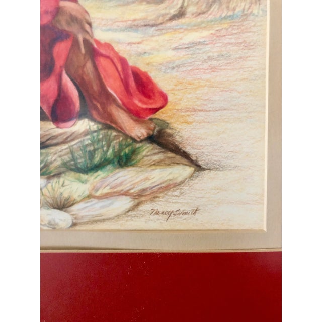 Illustration Signed Original 1980s Nancy Smith “Southwest Dreams” Colored Pencil Portrait Drawing For Sale - Image 3 of 5