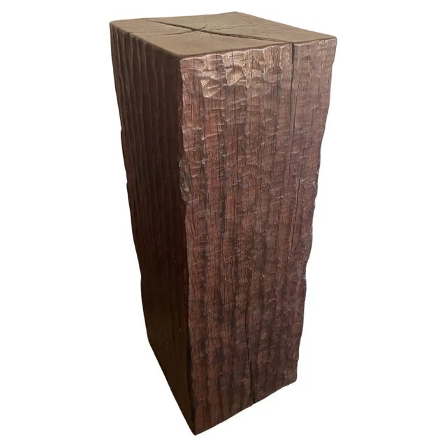 Solid Iron Wood Pedestal With Wood Texture For Sale - Image 4 of 11