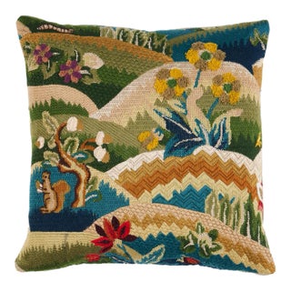 Schumacher Gerry Embroidery 14" Pillow B in Document For Sale