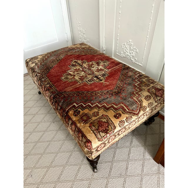 1980s Turkish Anatolian Rug Stool Ottoman or Coffee Table For Sale - Image 12 of 12