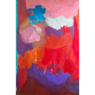 1960s Vintage "Pinks, Purples, Reds" Abstract Painting by Elsa Schachter For Sale