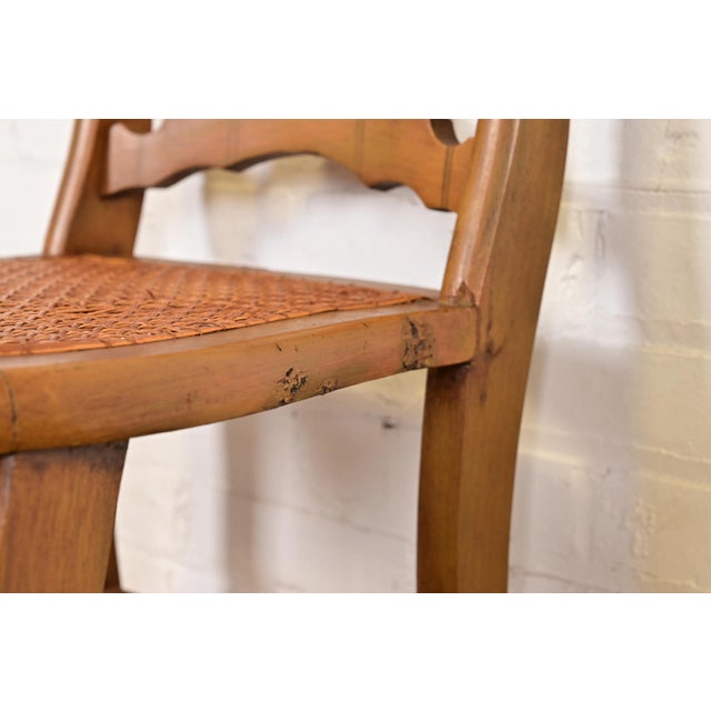 Antique Regency Hand-Painted Maple and Cane Dining Chair or Side Chair, Circa 1900 For Sale - Image 10 of 14