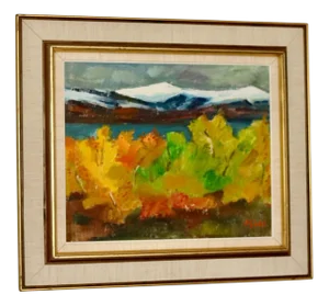 Kjell Leander Engström, Autumn Glow, 1950s, Oil on Canvas, Framed