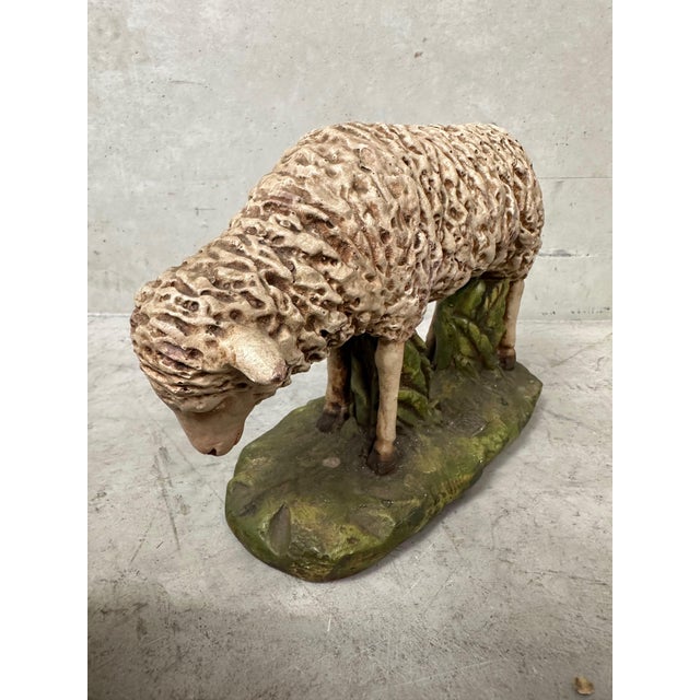 Antique set of 5 hand-painted sheep models from 1903. Plaster nativity figures, but they can be decorative all year round....