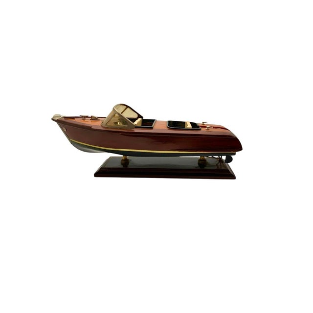 Late 20th Century Boat Model Wood Luxury Design Vintage Nautical Office Decor Gift For Sale - Image 5 of 8