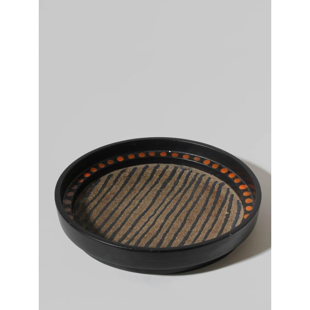 Mid-Century Modern Large Vintage Geometric Ceramic Ringo Bowl by Mari Simmulson for Upsala-Ekeby, Sweden, 1960s For Sale - Image 3 of 9