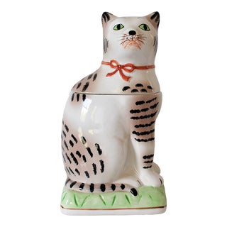 Vintage Ceramic Cat Lidded Container by the Haldon Group For Sale