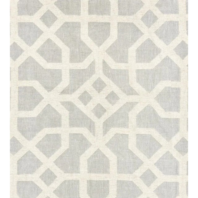 Sample - The House of Scalamandré Linen Lattice Fabric, Mineral & Greige For Sale