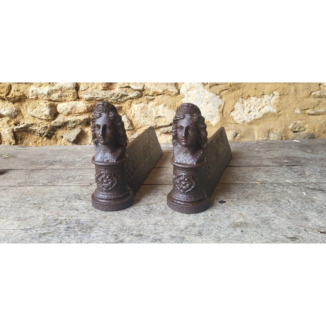 Cast Iron Andirons, 1890s, Set of 2 For Sale - Image 3 of 6
