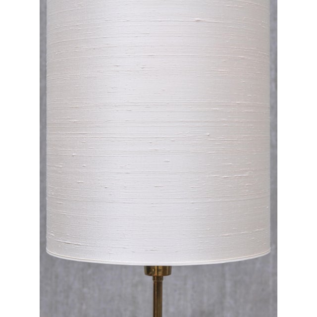 Swedish Modern Floor Lamp in Brass and Cream Silk Shade from FMK Belysning, Sweden, 1950s For Sale - Image 9 of 10