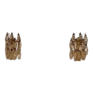 Pair of Murano Italian Poliedri Smoked Glass Wall Sconces