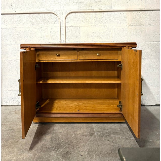 Vintage MCM Flip-Top/Fold-Out Dry Bar on Casters For Sale In West Palm - Image 6 of 8
