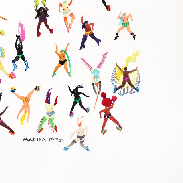 Showgirls Are Forever - Original Contemporary Figurative Mixed Media Painting on Paper by Marisa Mu For Sale - Image 4 of 6