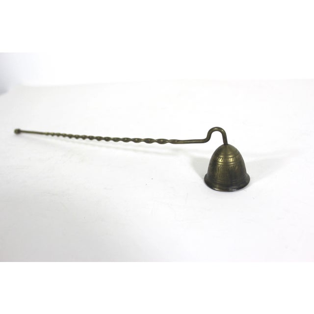 Farmhouse Vintage Etched Brass Candle Snuffer, Twisted Handle For Sale - Image 3 of 8