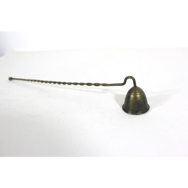 Farmhouse Vintage Etched Brass Candle Snuffer, Twisted Handle, Heavy Patina For Sale - Image 3 of 8