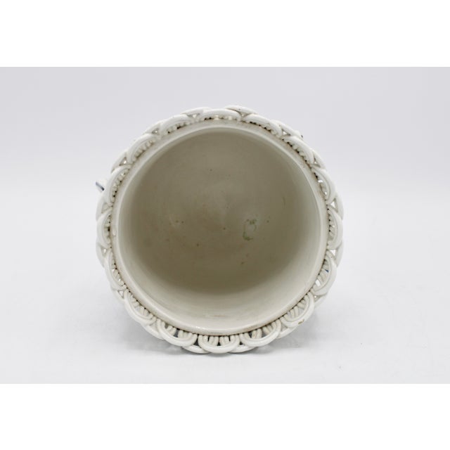 Mid 20th Century Vintage Ceramic Blue and White Planter For Sale - Image 5 of 11