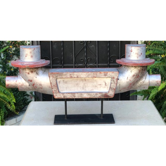 Wood Industrial Chic Steampunk Carved Wood Art Deco Sculpture For Sale - Image 7 of 7