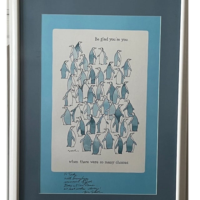 Illustration Late 20th Century Sandra Boynton Signed "Be Glad You're You" Penguin Art Print - Custom Framed For Sale - Image 3 of 7