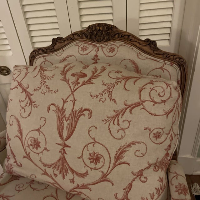 Pair Available At Time Of Listing, if you need a Pair. Comfortable Louis XV Style Chair, with neutral linen fabric with...