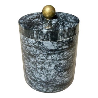 Vintage Modernist Italian Black Marble Ice Bucket or Lidded Jar For Sale