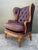 Wood Vintage Tufted Leather Wingback Chair For Sale - Image 7 of 12