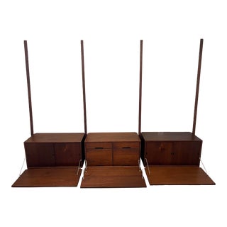 Mid 20th Century Vintage Danish Modern Poul Cadovius Royal System 3-Bay Wall Unit For Sale