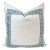 Chinoiserie Indigo Blue Greek Key Trim, Natural Off White Belgium Linen Pillow Cover For Sale