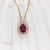 Modern Ruby Pendant W Earth Mined Diamonds in Solid 14k Yellow Gold Pear 7x5mm For Sale - Image 3 of 6