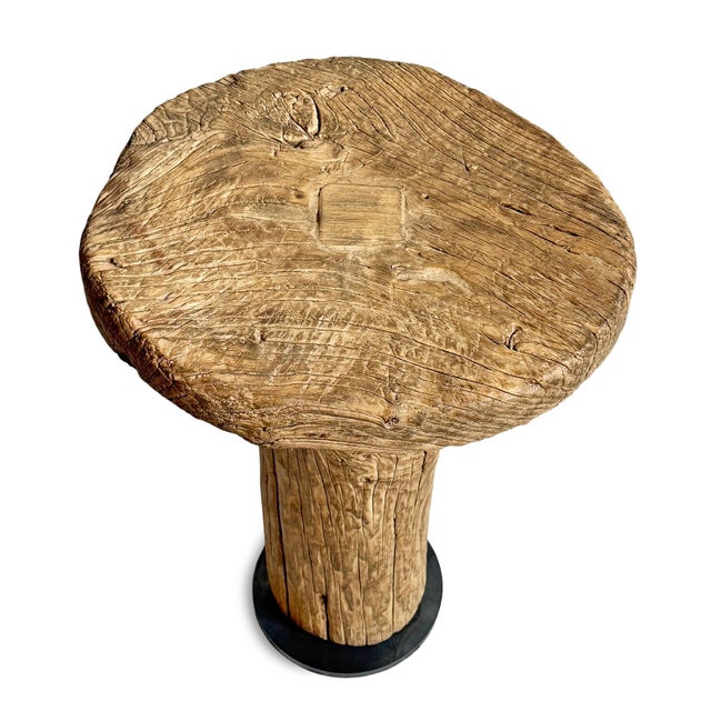 2020s Rustic Log Round Side Table For Sale - Image 5 of 6