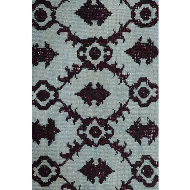 Traditional Vintage Zeki Müren Rug in Blue With Burgundy Floral Trellis | Rug & Kilim For Sale - Image 3 of 7