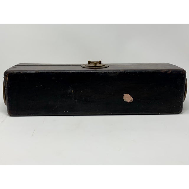 Antique Chinese Hand-Painted Leather Covered Pillow Box For Sale - Image 10 of 12