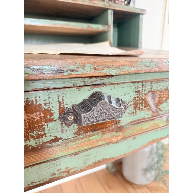 Antique Industrial Pine Desk For Sale - Image 12 of 15