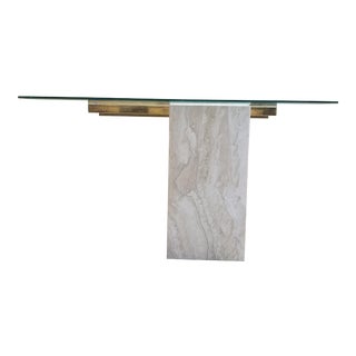 Vintage Artedi Post Modern Italian Travertine Console Table For Sale