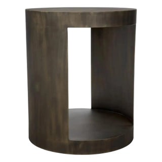 Chrysler Side Table, Iron with Aged Brass Finish For Sale