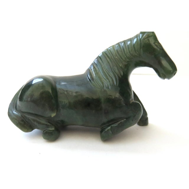 Late 20th Century Late 20th Century Nephrite Canadian Dark Green Jade Horse Figurine For Sale - Image 5 of 7