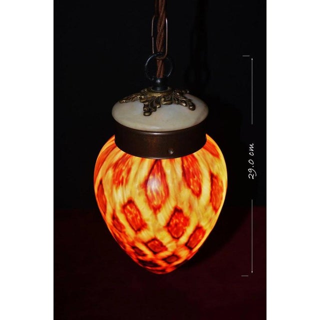 Art Deco Tiffany Style Stained Glass Acorn Pendant Light, 1940s For Sale - Image 12 of 18