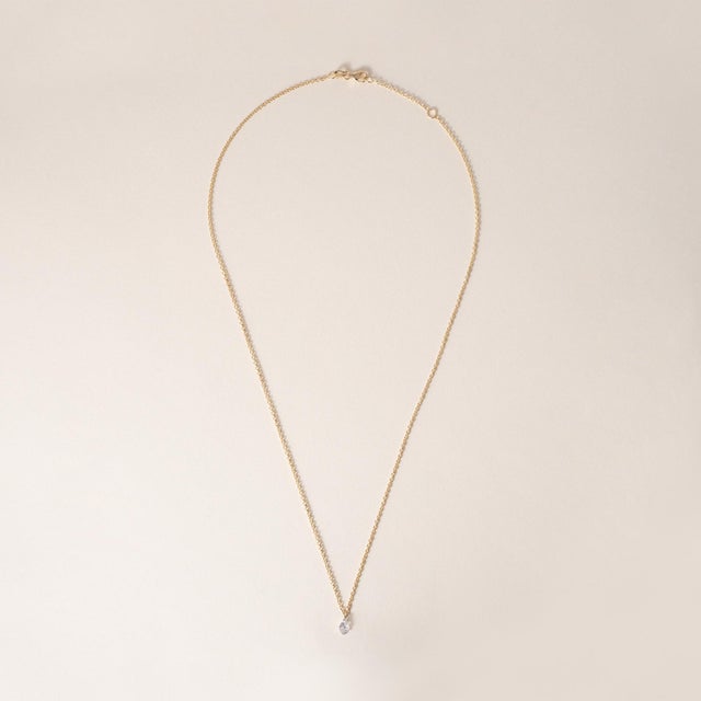 18k Yg 0.46 Carat Round Brilliant Floating Diamond Pierced Necklace For Sale - Image 4 of 4