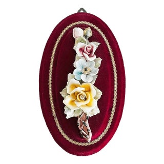 Vintage Italian Porcelain Floral Wall Decoration from Capodimonte, 1940s For Sale