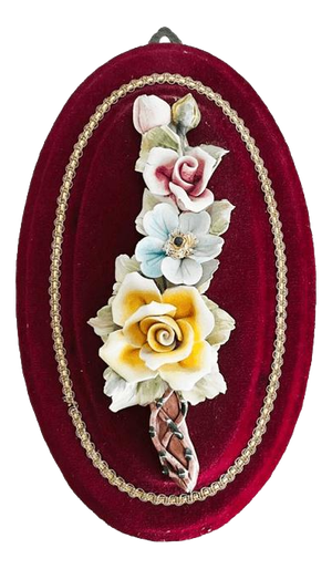 Vintage Italian Porcelain Floral Wall Decoration from Capodimonte, 1940s