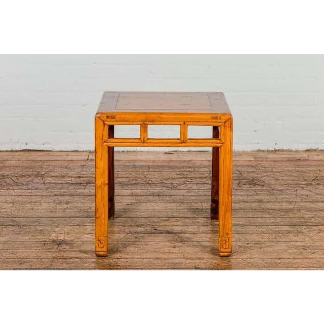 Wood Late Qing Dynasty Period Side Table with Pillar Strut Motifs and Scroll Feet For Sale - Image 7 of 12