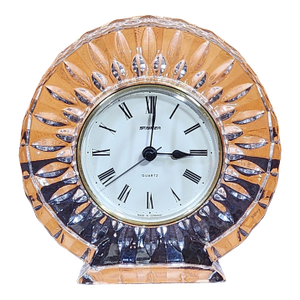 Vintage MCM Staiger Quartz Lead Crystal Mantel Desk Clock