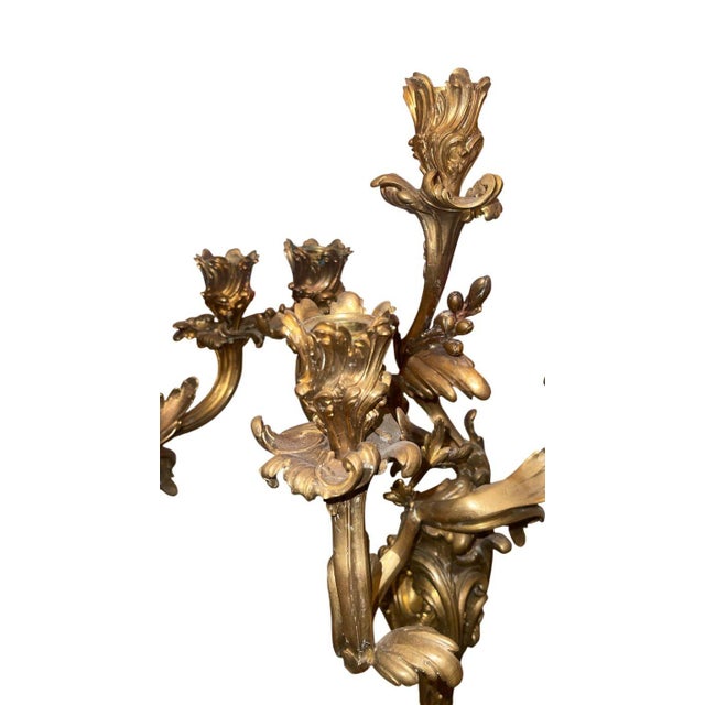Early 19th Century Pair of Gilt Bronze Candelabras in the Manner of Henry Dasson For Sale In Los Angeles - Image 6 of 8