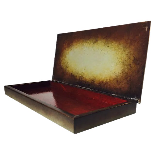 Swedish Art Deco Bronze Enamel Pencil or Game Box from Ystad Brons, 1940s For Sale